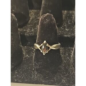 Signed Avon Sterling Silver 925 Faceted Marquise Black Onyx Ring Size 7.5